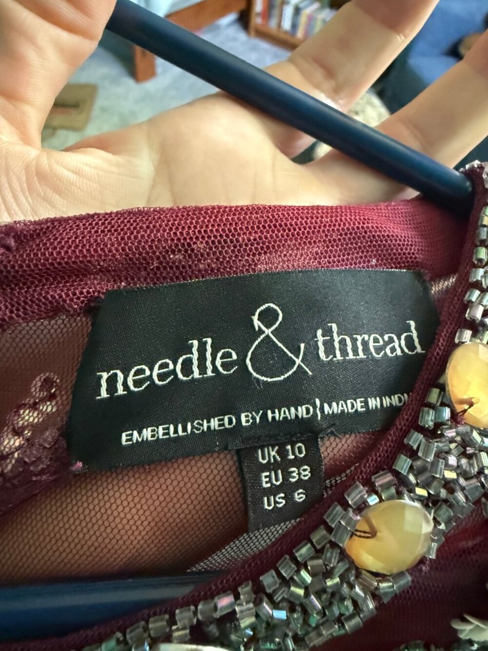 Needle & Thread Embellished Burgundy Dress - Picture 5 of 6